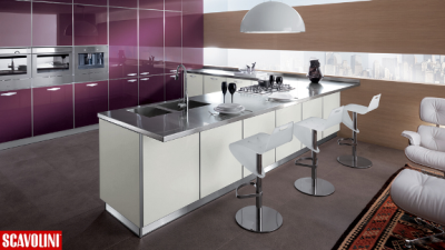 Scavolini kitchen with stainless steel countertops