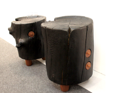 Special Wooden Stools at Design Show