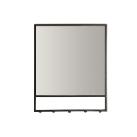 Black Wall Mirror with Hooks - 20" x 24"