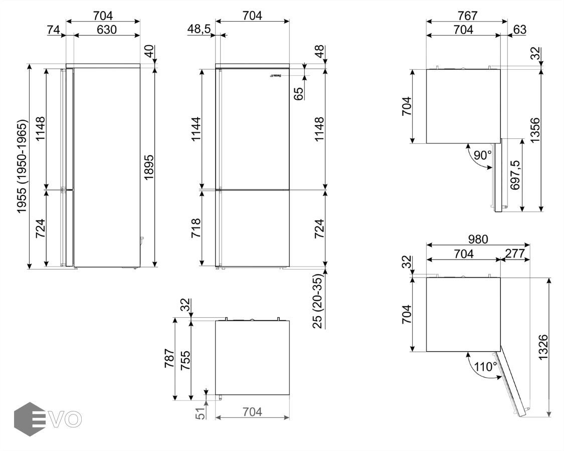 70cm Freestanding Stainless Steel Fridge/Freezer - Image 2