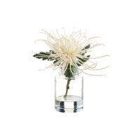 Cream Spider Mum in Glass Vase, artificial plants, home store barbados, decor