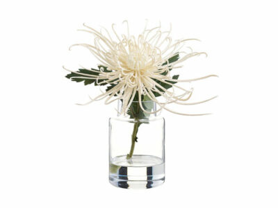 Cream Spider Mum in Glass Vase, artificial plants, home store barbados, decor