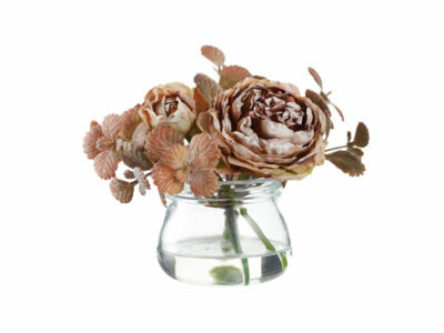 Tan Brown Rose in Glass Vase, artificial plants, home store barbados, decor