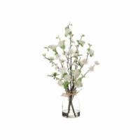 White Cherry Blossom in Glass Vase, artificial plants, home store barbados, decor