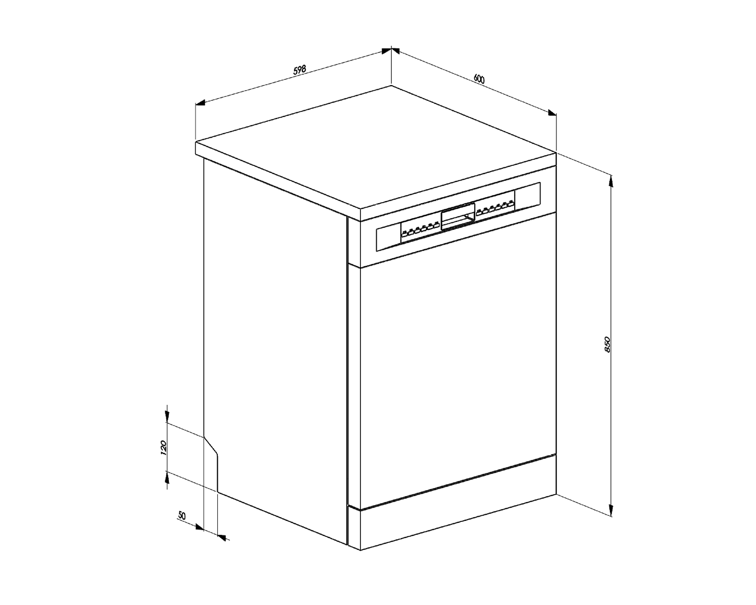 60cm Freestanding Stainless Steel Dishwasher - Image 2
