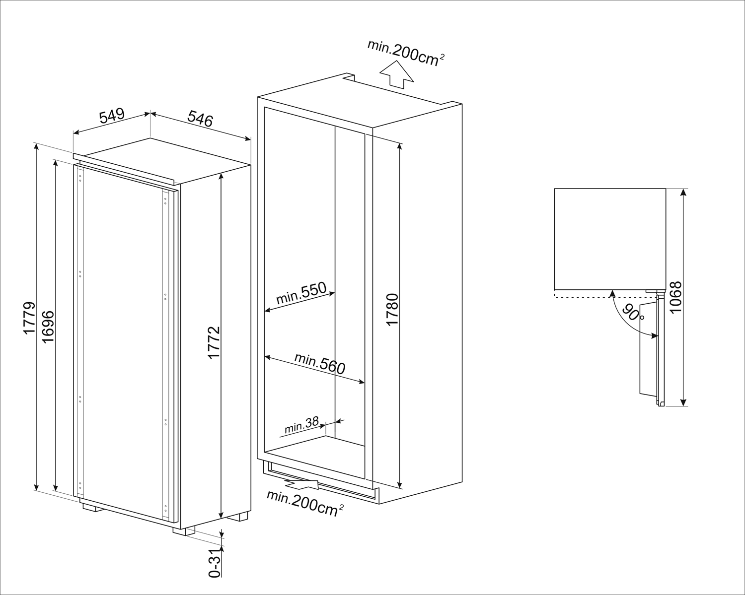 54cm Integrated Fridge - Image 2